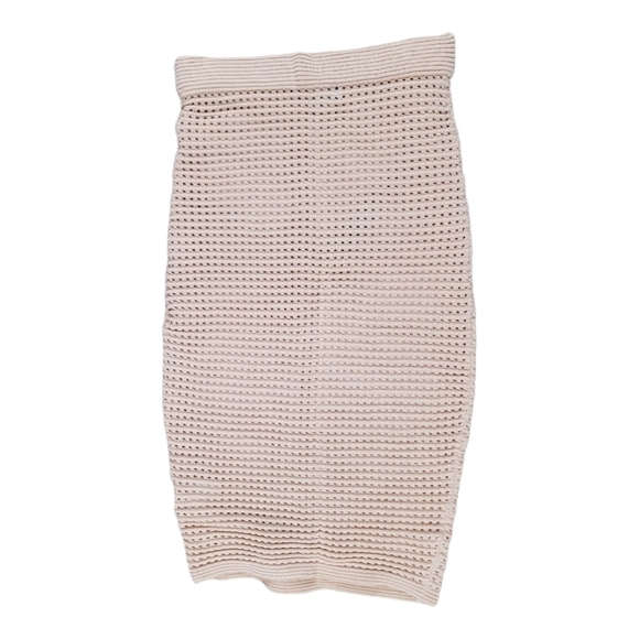 HERA COLLECTION Tan Crochet Waffle Pencil Skirt - Picture 2 of 7